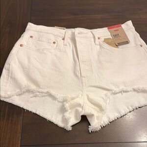 Levi's Women's 501 White High Rise Denim Shorts